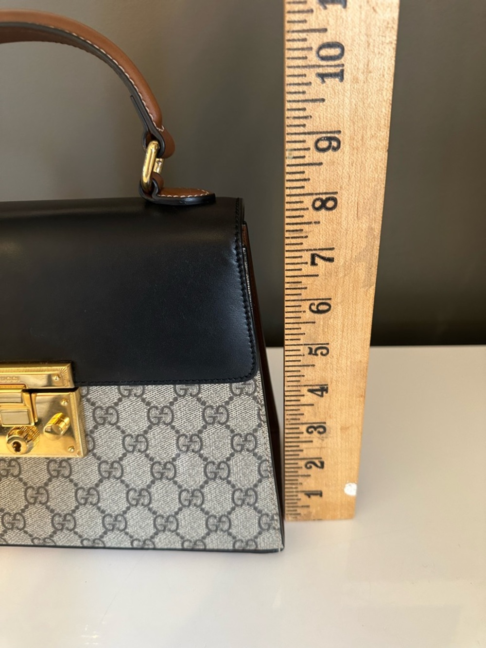 Gucci Padlock GG Supreme Black Camel Crossbody Top Handle Tri Color Genuine MINT - Picture 13 of 13